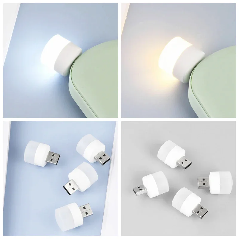 3~20PCS USB Plug Lamp 5V Mobile Power Charging Light Round Eye Protection Reading Night Light Portable Lighting. 