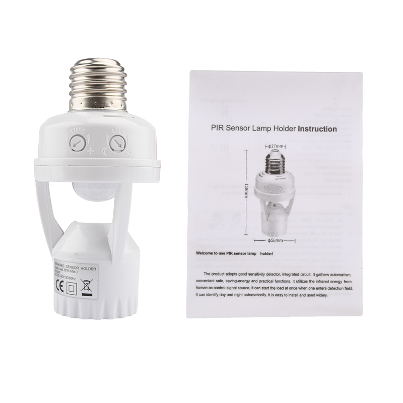 Sensor Thread Light AC100-240V Infrared Body Sensor Lamp Head E27 Screw Port Sensor Lamp ...