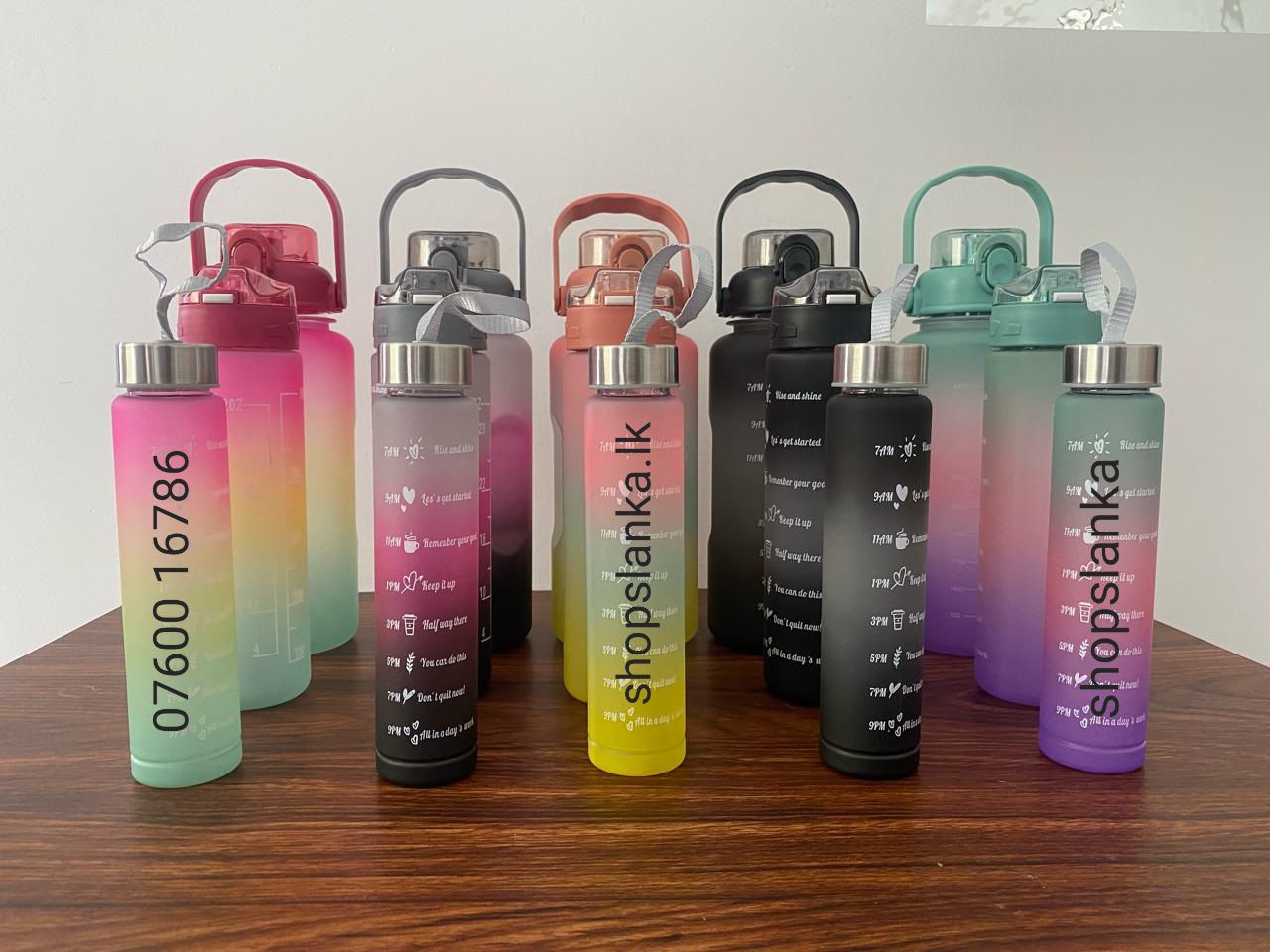 3 in 1 water bottle random colour set portable 3200 ml gradient new 3 pcs water bottle gym fitness jugs straw water bottle