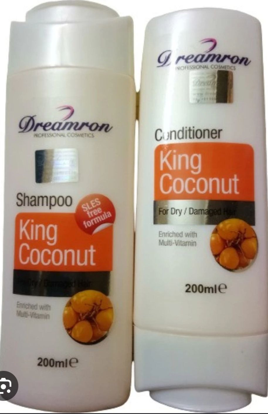Dreamron king coconut shampoo and conditioner 200ml