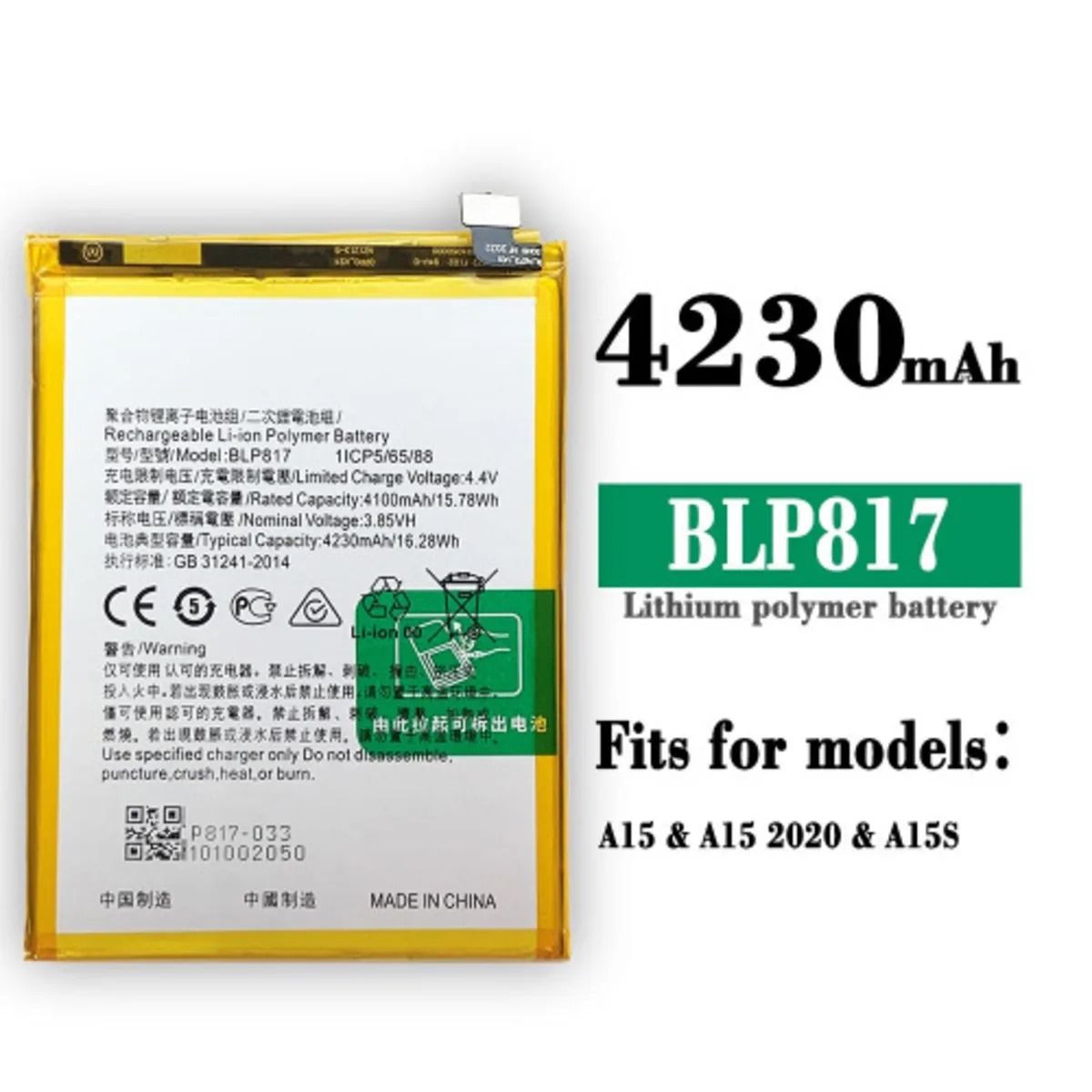 OPPO A15 Battery OPPO A15s Battery Oppo A16K Battery Oppo BLP817 Battery. 