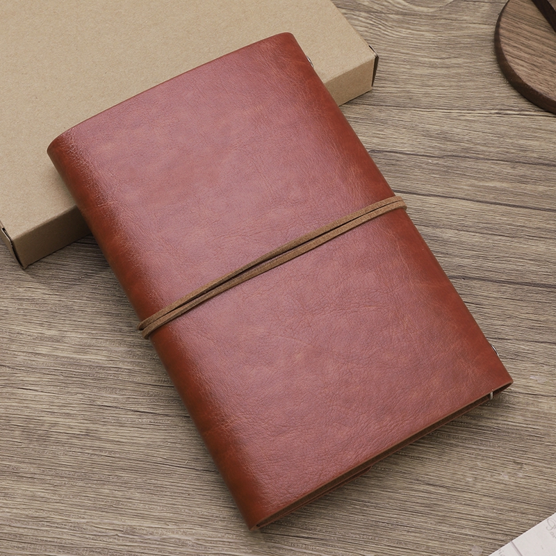 A6 Vintage Travelers binder Notebook Blank Kraft Diary PU Leather Loose leaf Notepad Journal Sketchbook Office Supplies. 
