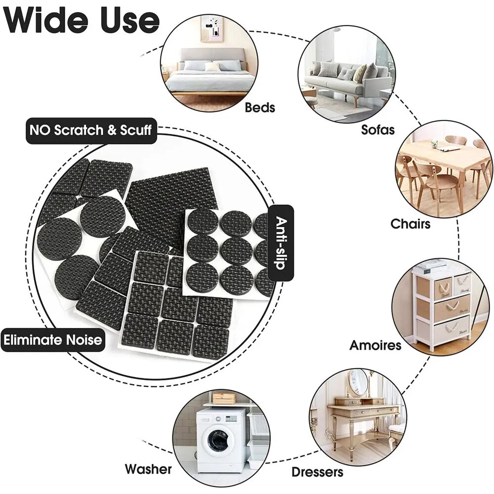 Table Leg Protectors, Anti-Scratch Leg Pads, Rubber Non-Slip Chair Leg Pads, Silent Stickers, Furniture Accessories. 