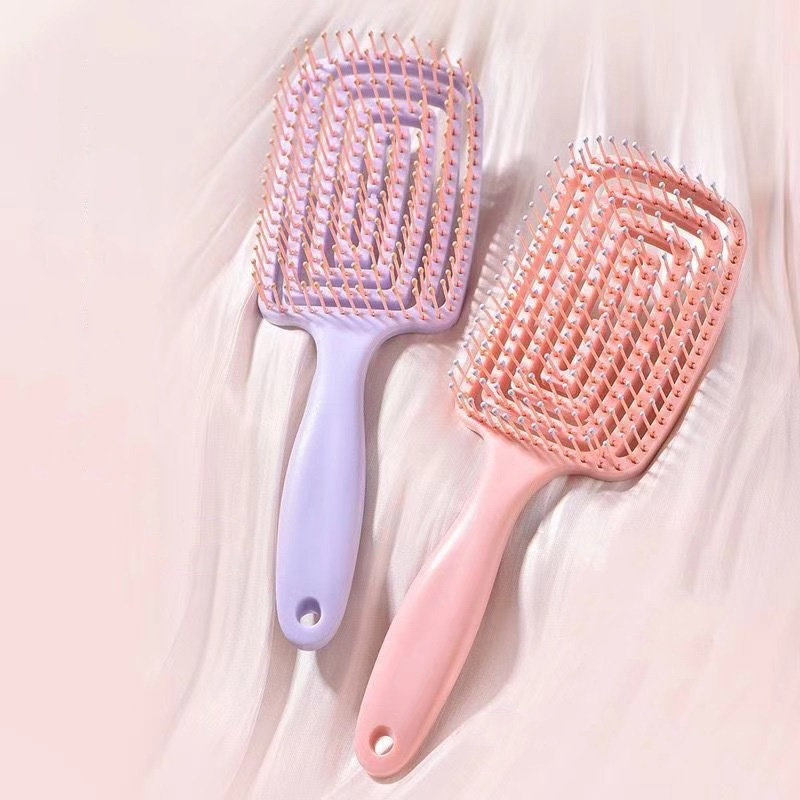 1Pcs Elastic Massage Comb Hollow Out Hair Brush Scalp Massage Combs Hair Styling Detangler Fast Blow Drying Detangling Tool. 