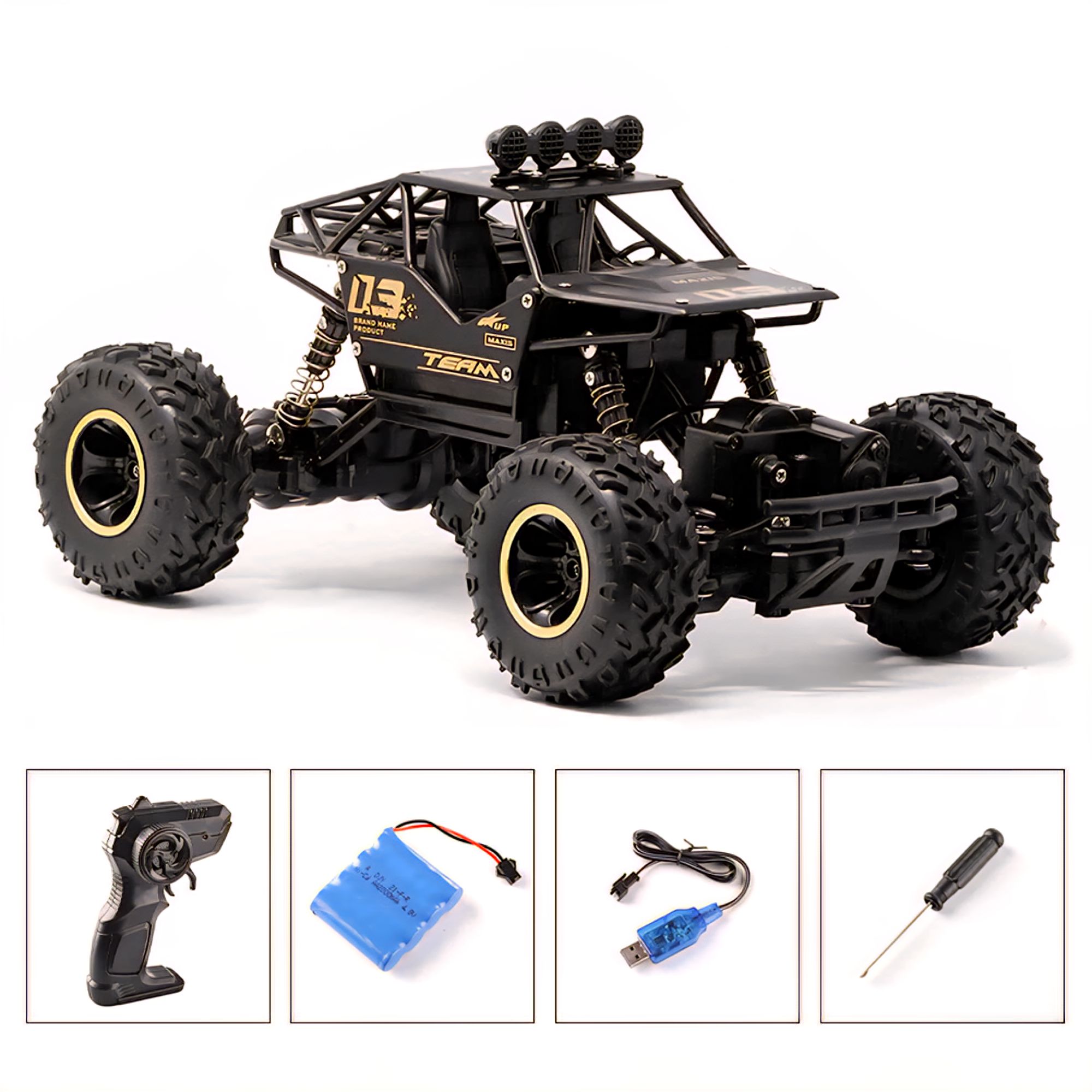 1:16 Scale Off-Road Rock Crawler RC Monster Truck – 2.4GHz Remote Control Alloy Body Climbing Car with Rechargeable Battery, Shockproof Suspension, High-Speed 20km/h, Indoor Outdoor Crawler Toy Vehicle for Boys Girls Kids Adults. 