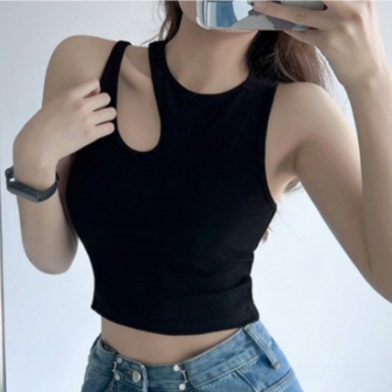 Women Tank Crop Tops Seamless Underwear Female Streetwear Hollow Tops Sexy Lingerie Sports Intimates Padded Camisole Summer. 