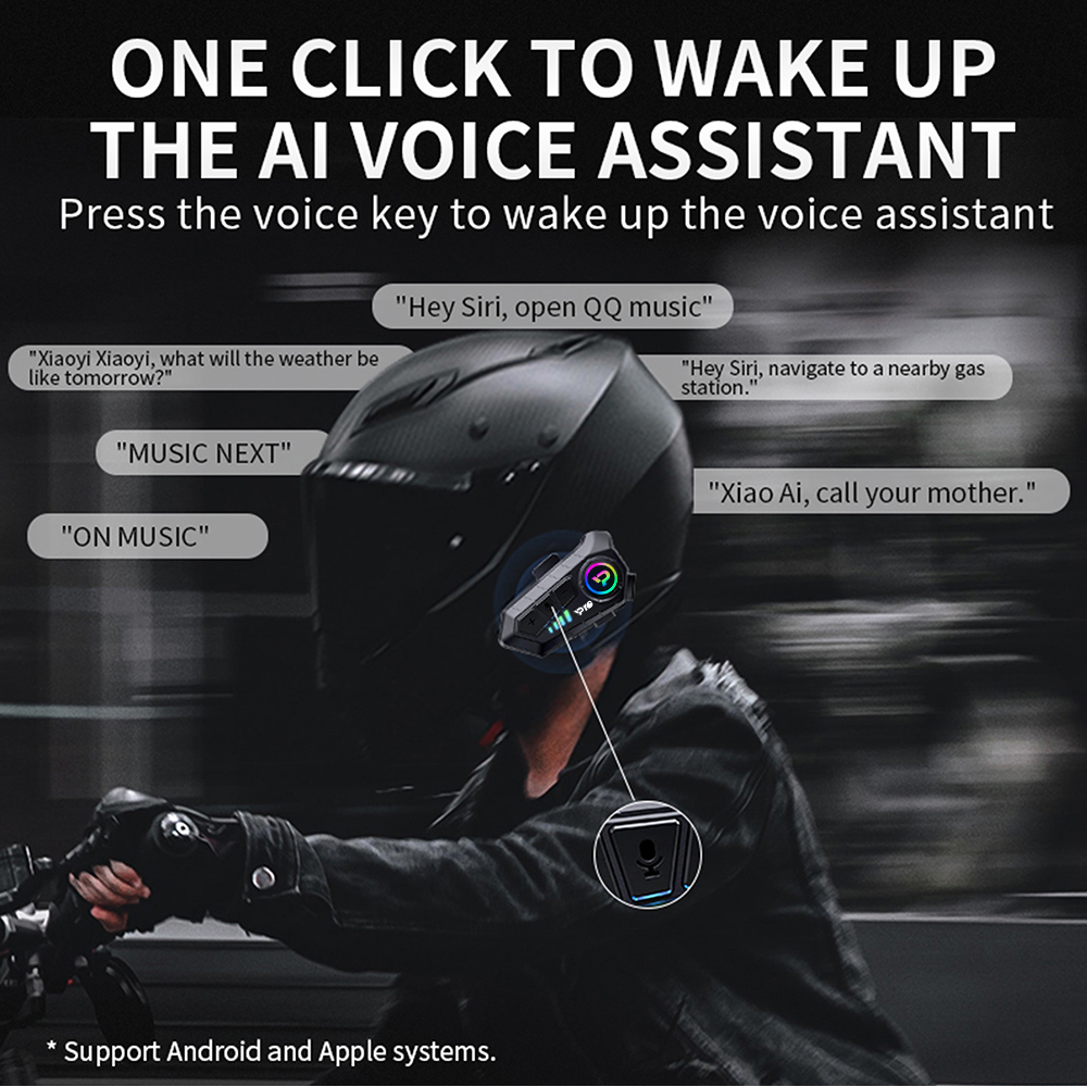 Kebidumei Motorcycle Helmet Headset Handsfree Call 2000mAh Stereo Anti-Interference Waterproof Music Player Wireless Earphone. 