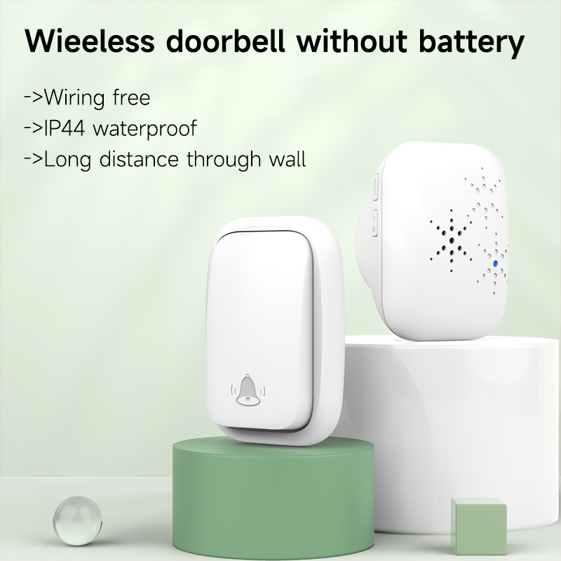 Lunzo No Battery Self Powered Wireless Doorbell US/UK/EU Plug 38 Ringtones Outdoor Waterproof 150m Range Kinetic Door Bell. 
