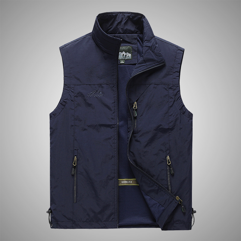 FGKKS Spring New Men Waistcoat Outdoor Leisure Solid Color Vest Young Middle-aged Photography Fishing Casual Vest Jacket Male. 