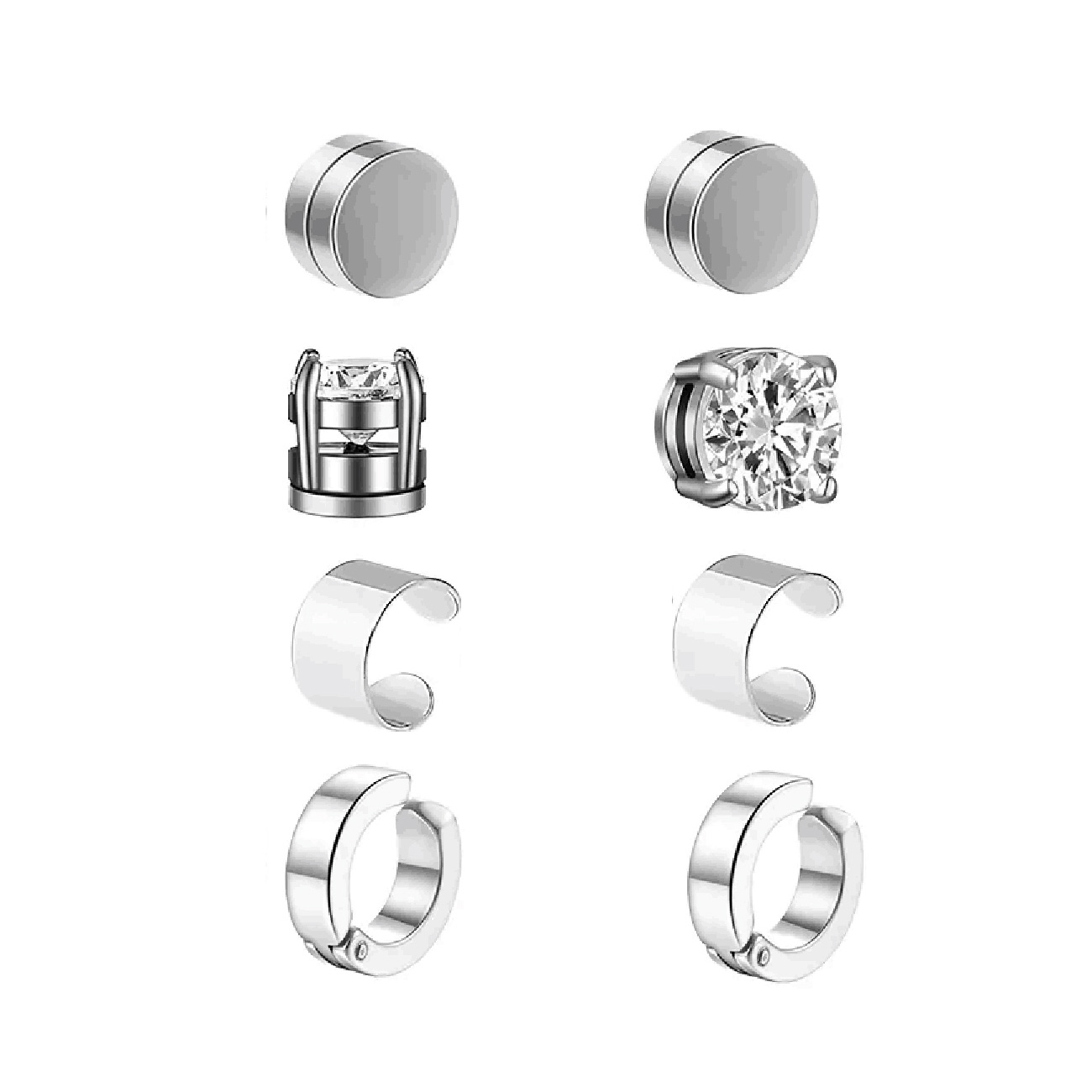 10 pairs of men's fashionable ear hole free zircon stainless