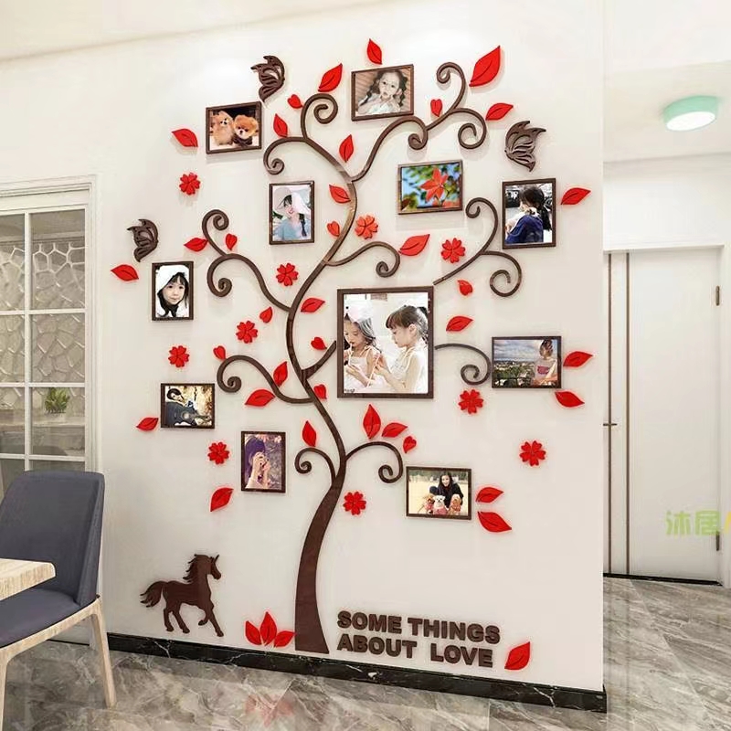 3D Home Decor Photo Frame Wall Sticker MIrror Acrylic Family photoTree ...