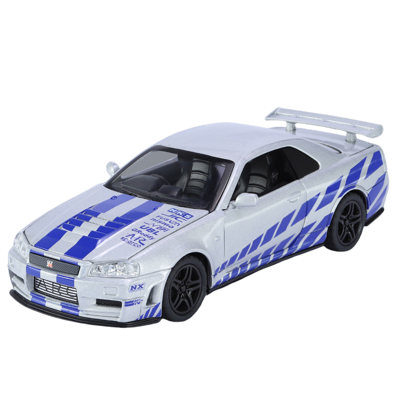 1:32 GTR R34 SKYLINE Fast Alloy Simulation Car Model Diecasts & Toy Vehicles And Furious Cars Decoration Toys For Children Boy. 