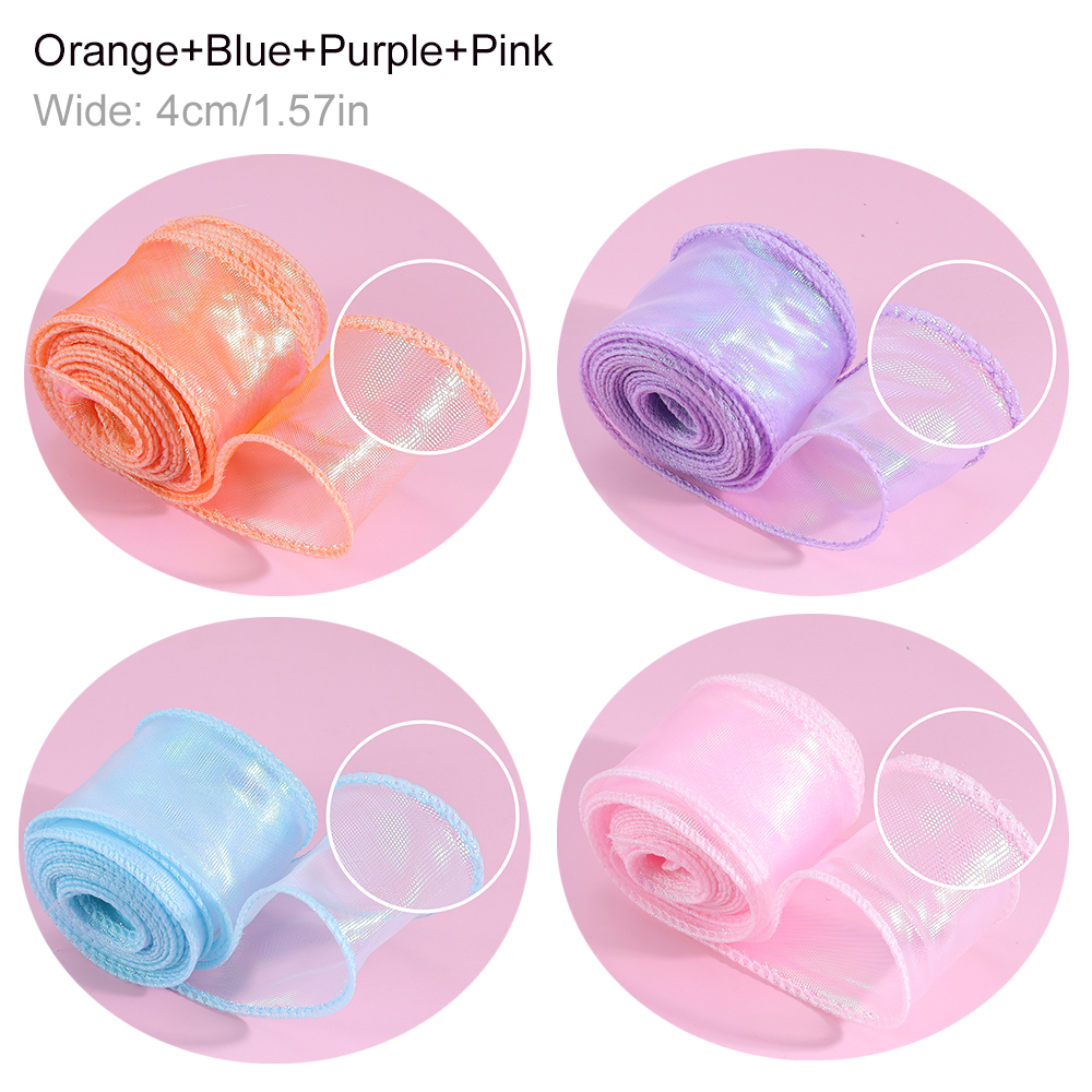 5Yards 4cm Fishtail Organza Ribbon Reflective Iridescent Wavy Edge ...