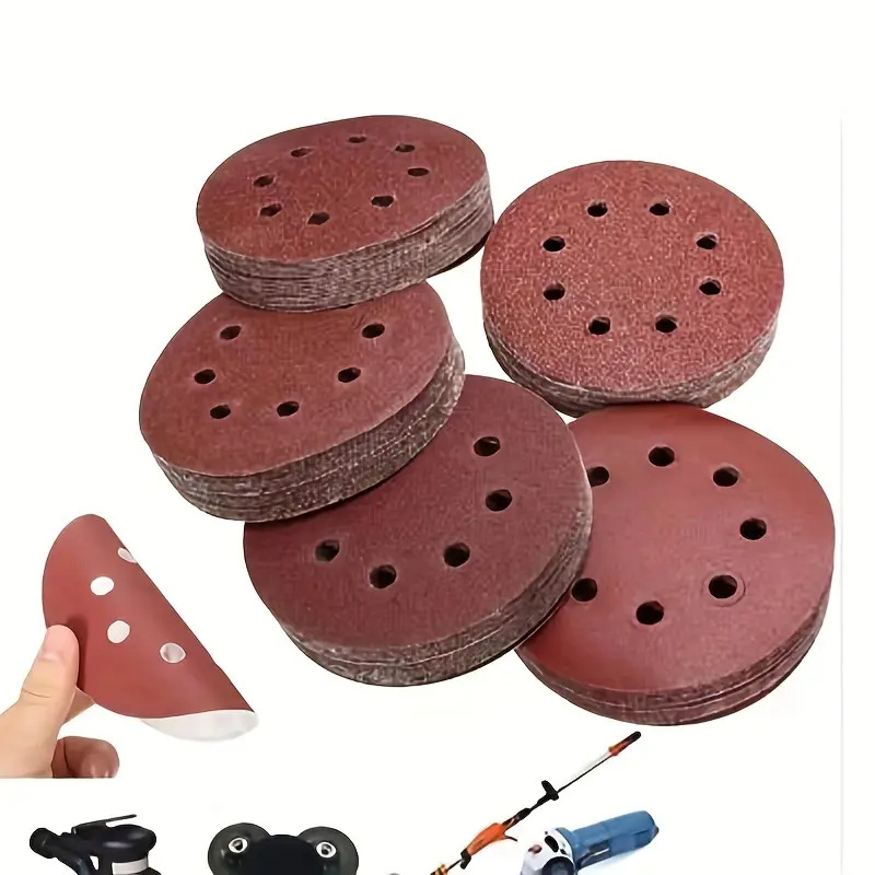100Pcs 125mm 8 Hole Sanding Discs Hook Loop Adhesive Sandpaper 60Grit-1000Grit Sanding Paper 5Inch Sanding Disc Polishing Tools. 