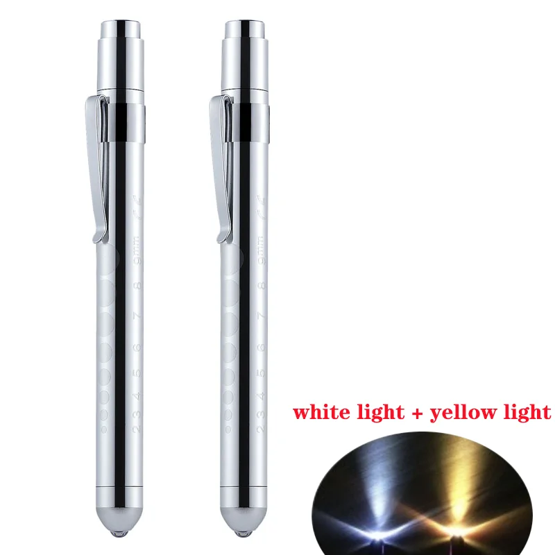 2Pcs Portable Led Flashlight Work Light Medical First Aid Pen Light ...
