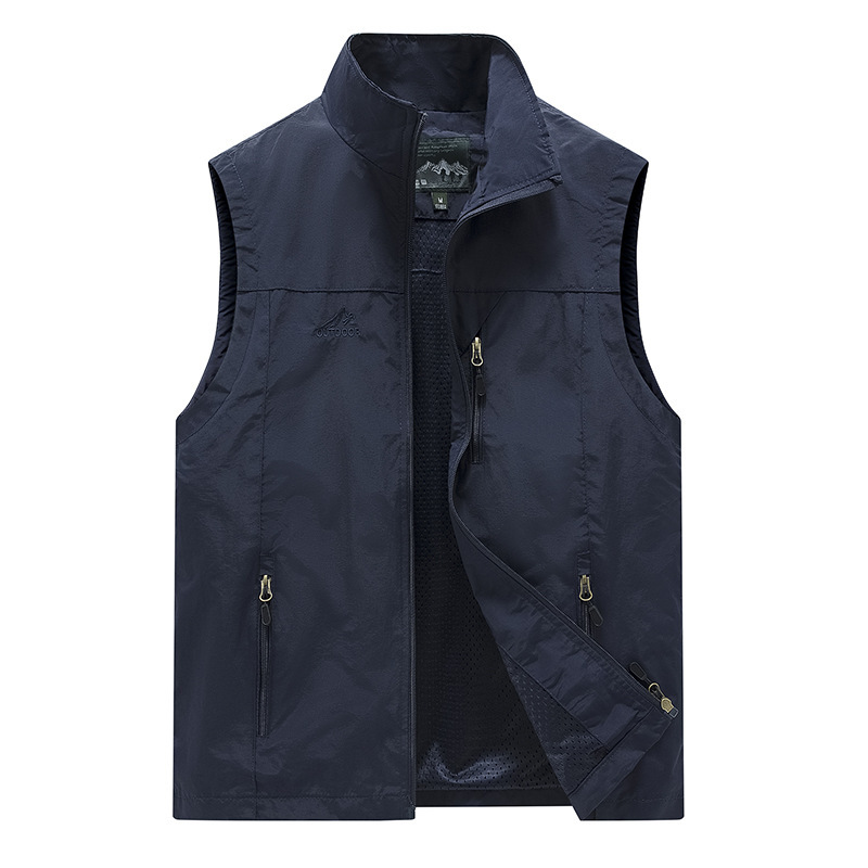 FGKKS Spring New Men Waistcoat Outdoor Leisure Solid Color Vest Young Middle-aged Photography Fishing Casual Vest Jacket Male. 