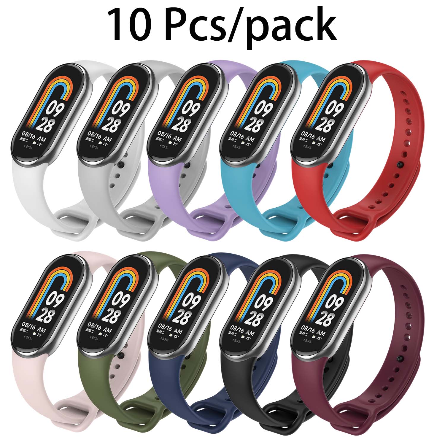 10 Pcs/Pack Strap for mi Band 8 9 Silicone Bracelet for XiaoMi Band Xiomi Xiami Wrist Strap Man Women