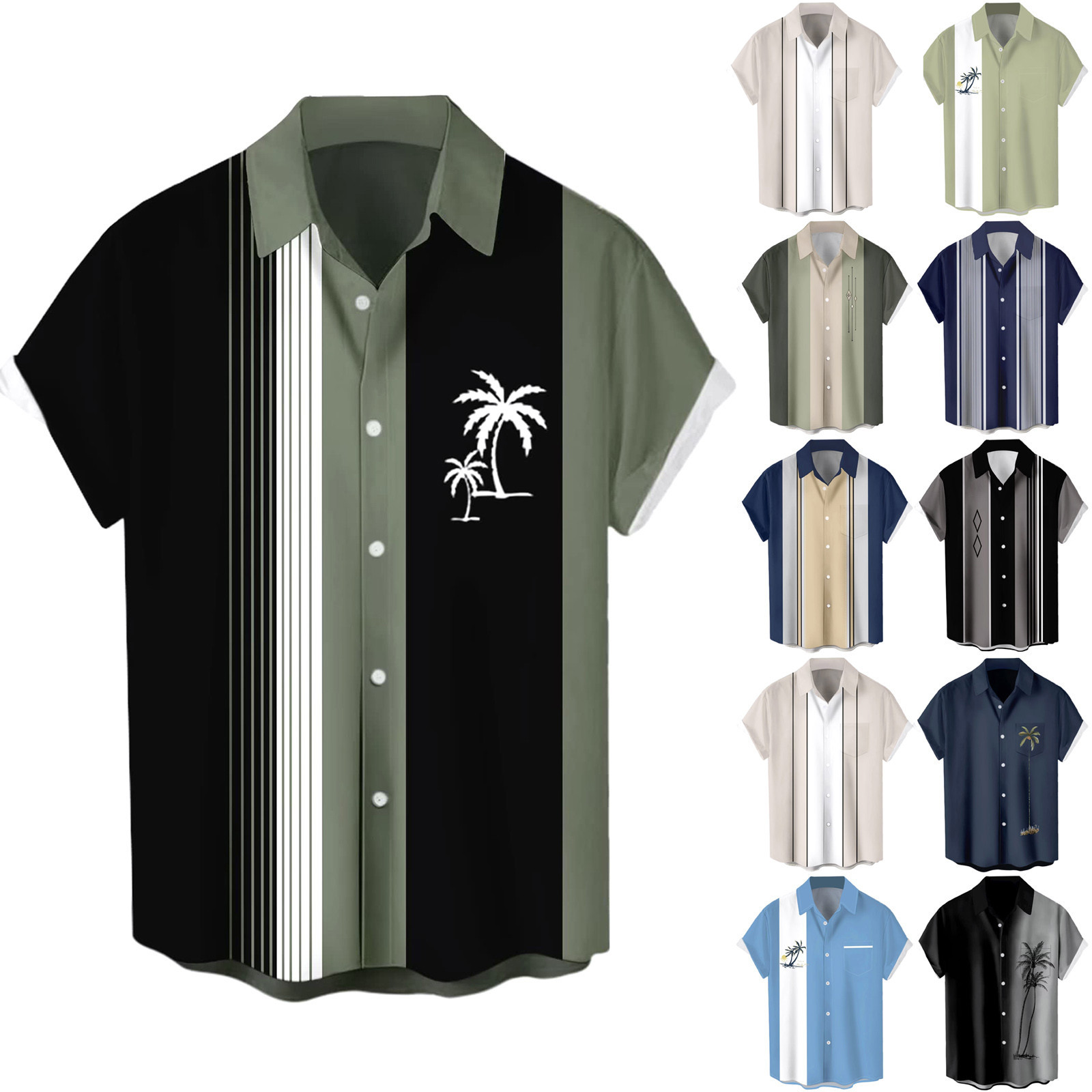 Summer Men'S Casual Shirt Coconut Print Short-Sleeved Shirt Ropa Hombre. 