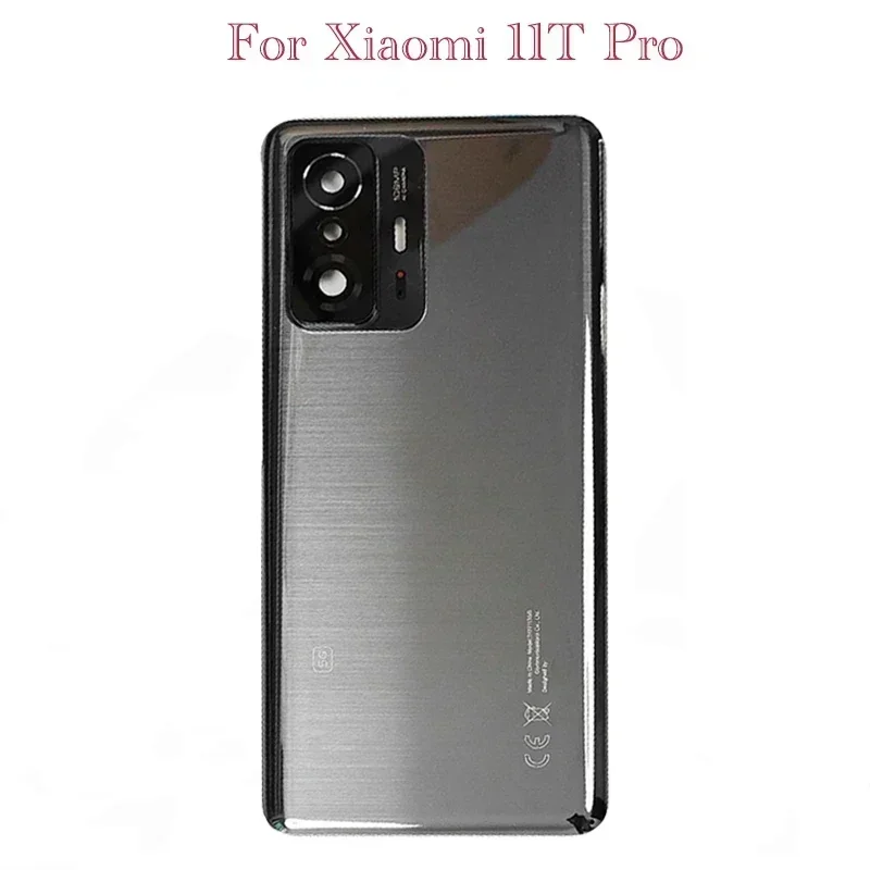 Back Glass Cover For Xiaomi 11T Pro 5G Back Door Replacement Battery Case, Rear Housing Cover Mi11T With Camera Lens. 