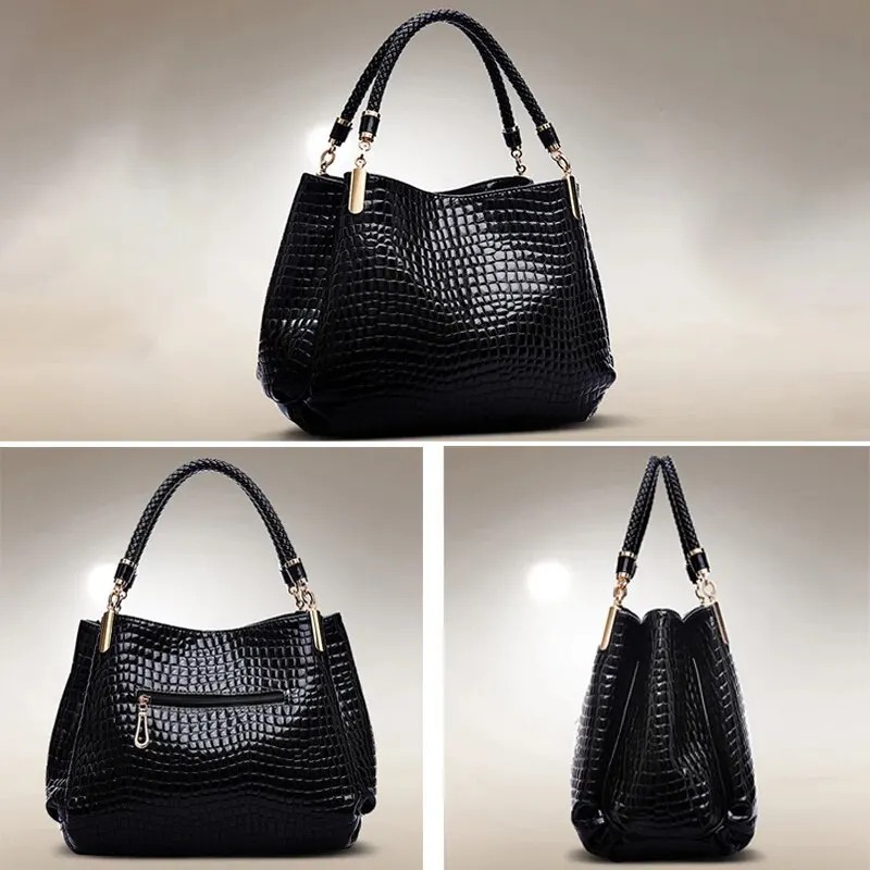 Women's Bag Large Capacity Tote Daily Commute Women's Shoulder Bag Crocodile Print Bright Face Handbag Shopping. 