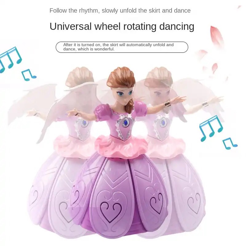Princess Frozen Cartoon Animation Figure Elsa Doll Light Music Spinning Dance Dance Doll Model Funny Children's Gifts. 