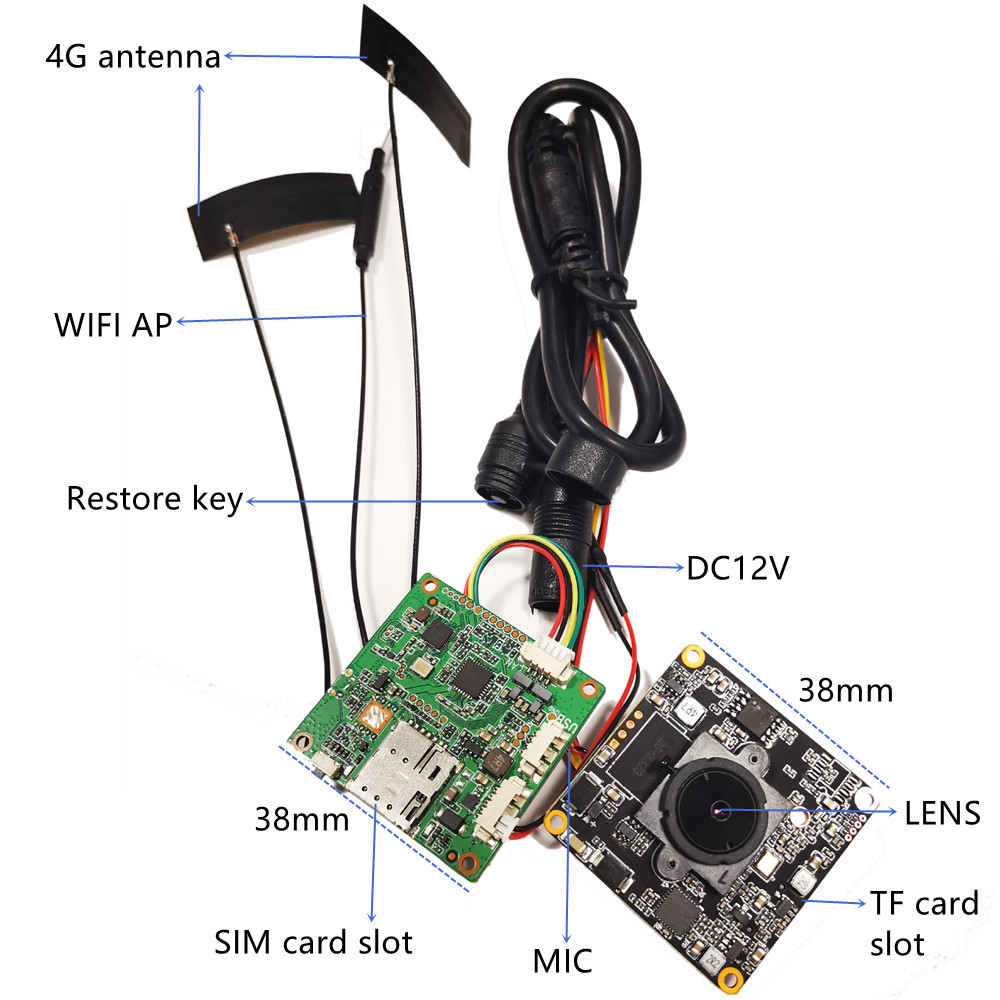 4 Pin Camera Module Mini 4G Pinhole Camera CCTV P2P Onvif Audio DIY 3G 4G SIM Camera Module ...
