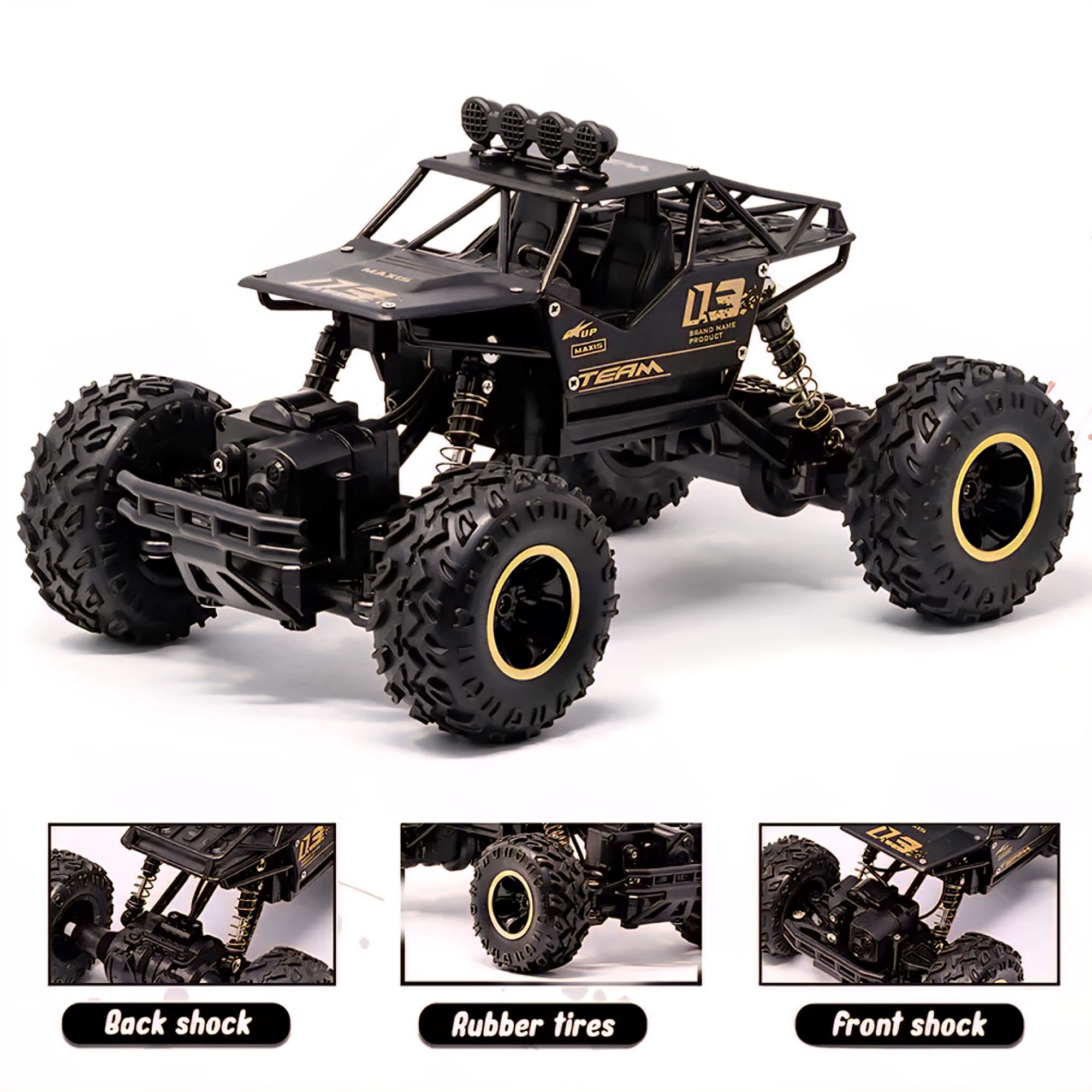 1:16 Scale Off-Road Rock Crawler RC Monster Truck – 2.4GHz Remote Control Alloy Body Climbing Car with Rechargeable Battery, Shockproof Suspension, High-Speed 20km/h, Indoor Outdoor Crawler Toy Vehicle for Boys Girls Kids Adults. 