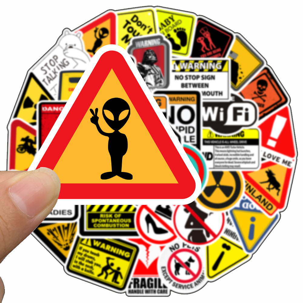 10/30/50PCS Warning Stickers Danger Banning Skateboard Fridge Guitar Laptop Motorcycle Travel Classic Toy Cool Decals Sticker. 
